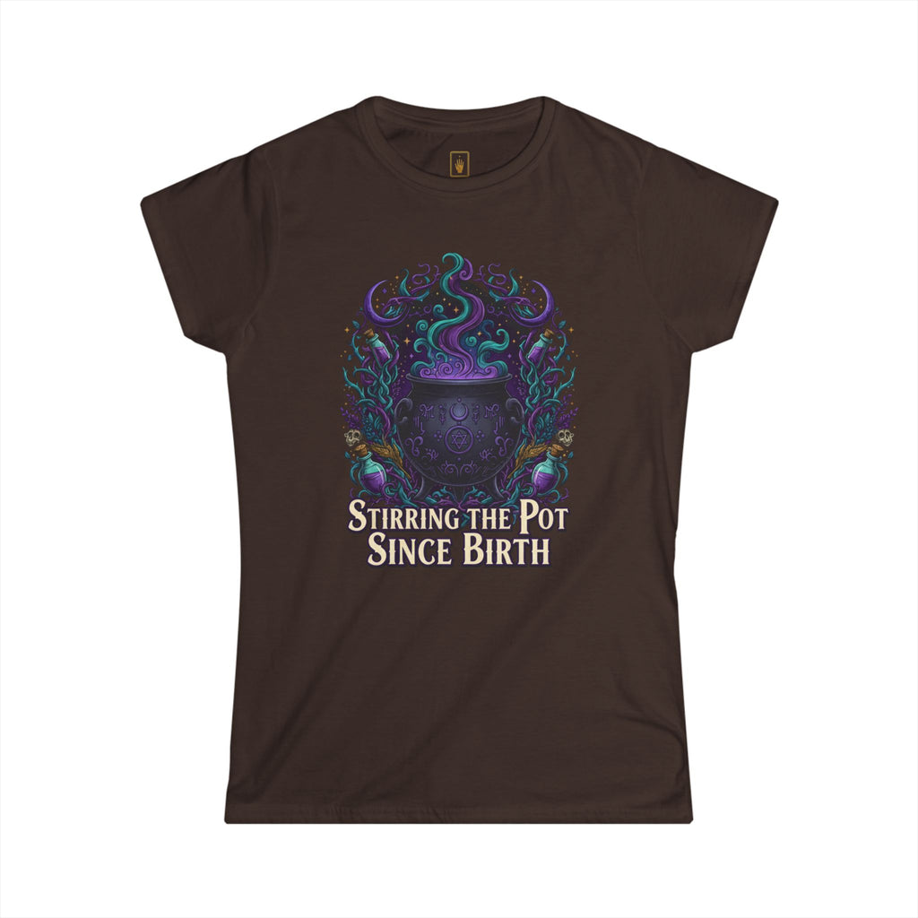 Witch Cauldron Tee "Stirring The Pot Since Birth" Women's Graphic Shirt