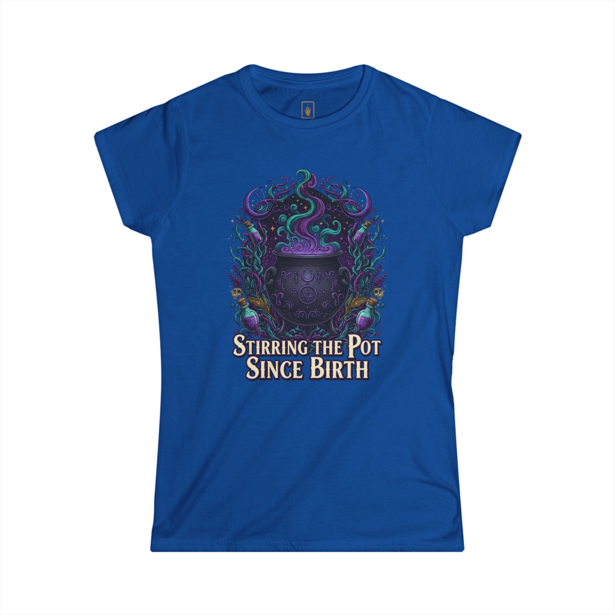 Witch Cauldron Tee "Stirring The Pot Since Birth" Women's Graphic Shirt