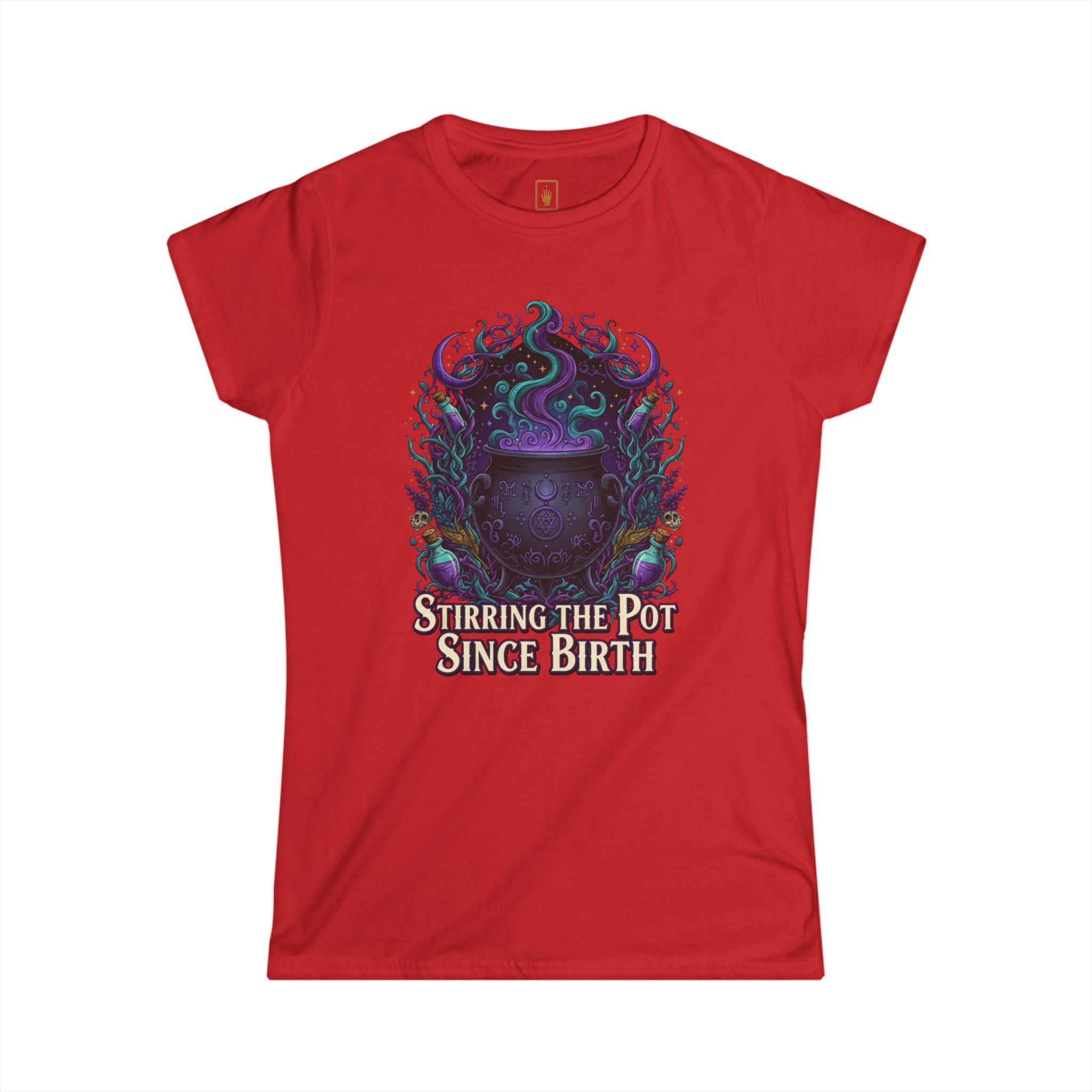 Witch Cauldron Tee "Stirring The Pot Since Birth" Women's Graphic Shirt