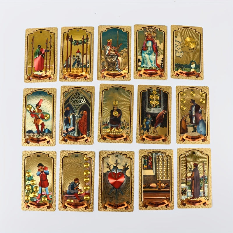 Golden Foil Tarot Deck with Guidebook - 78 Card Tarot Set for Beginners