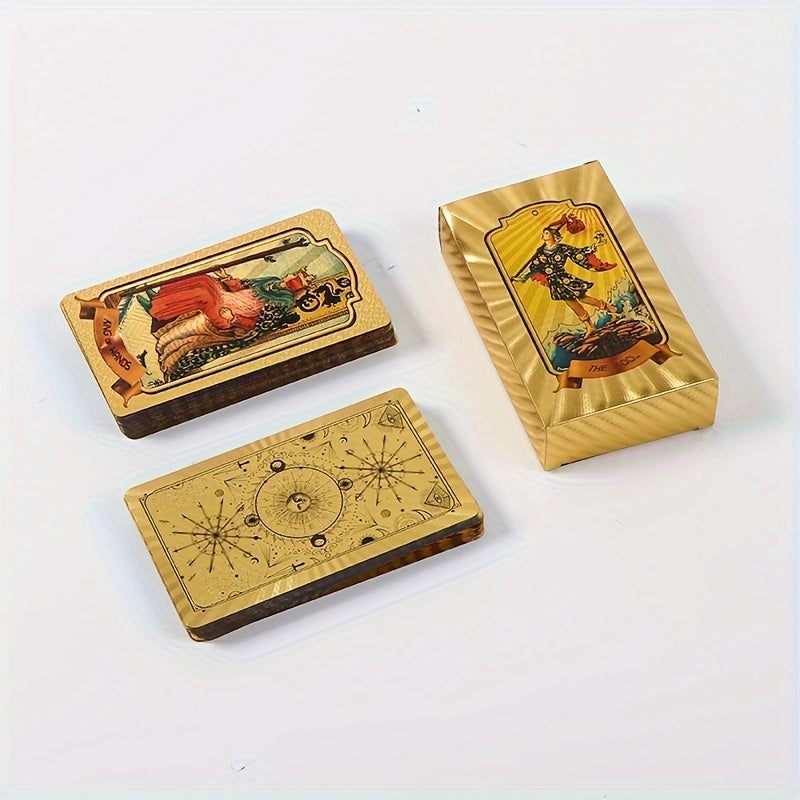 Golden Foil Tarot Deck with Guidebook - 78 Card Tarot Set for Beginners