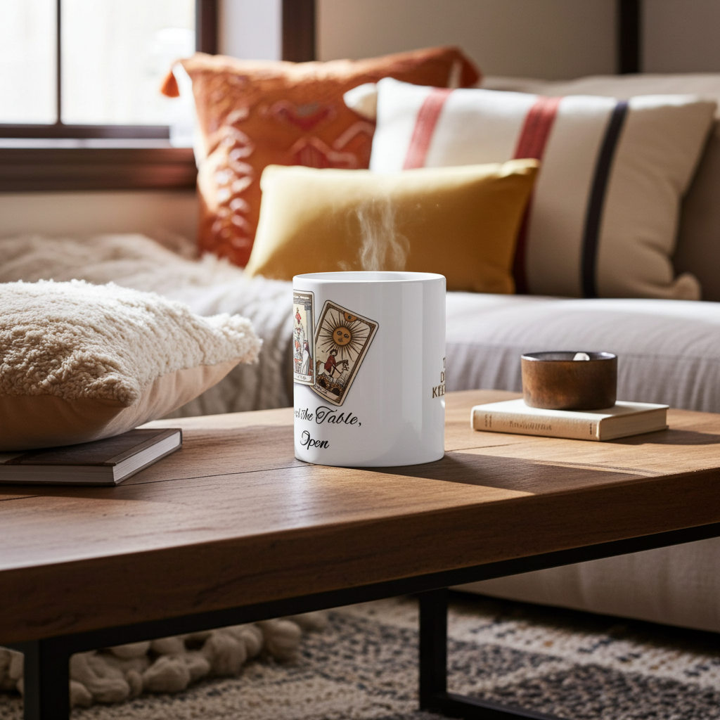 Tarot Cards Mug "Cards on the Table, Eyes Open" 11oz