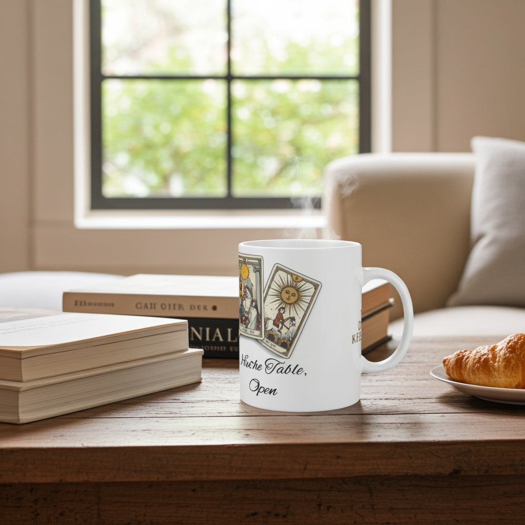 Tarot Cards Mug "Cards on the Table, Eyes Open" 11oz