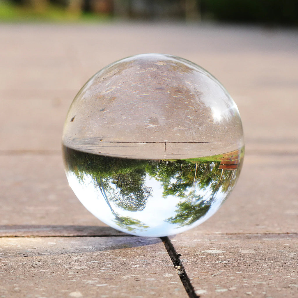Clear Crystal Ball 8 Inch (200mm) - K9 Crystal Divination Sphere with Wooden Stand