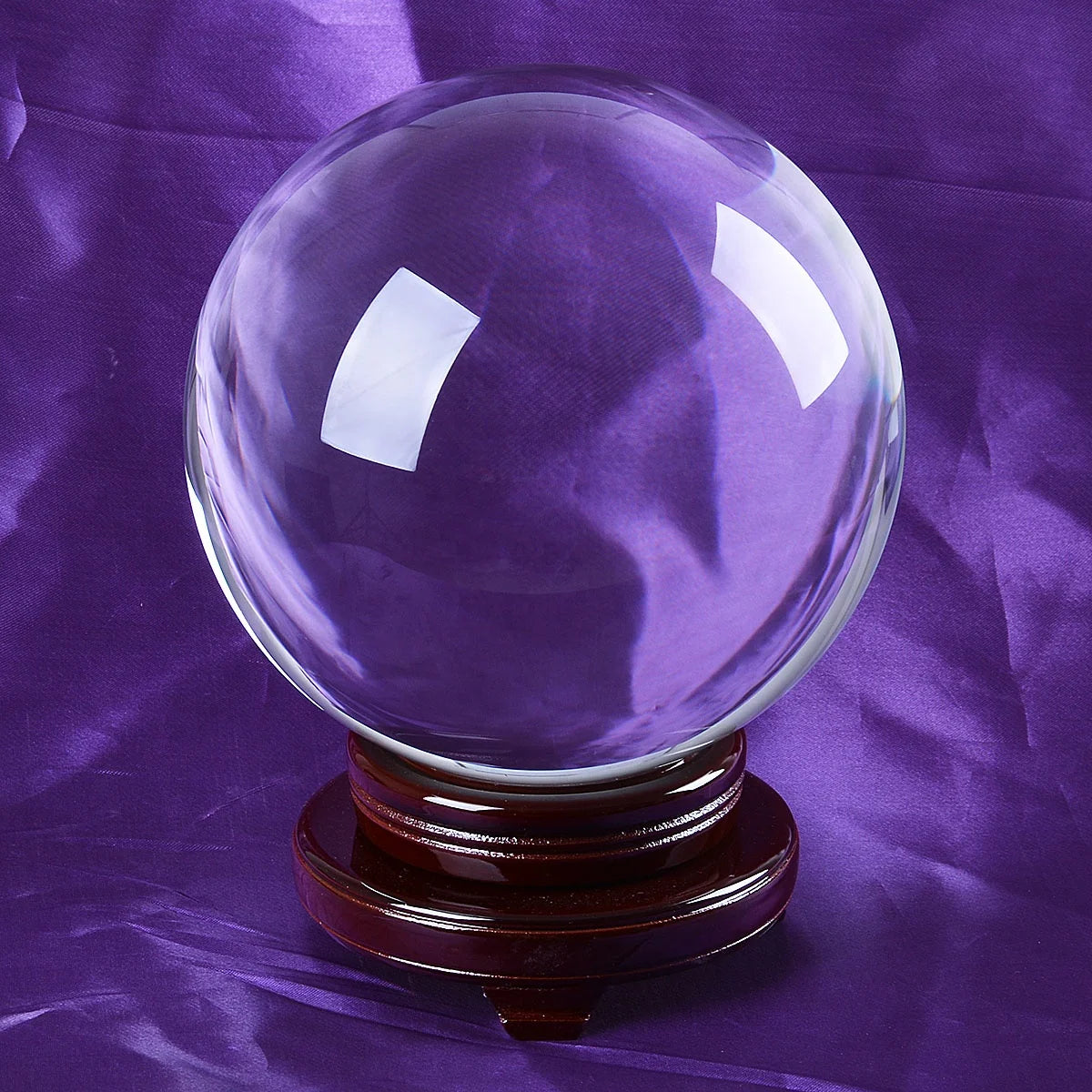 Clear Crystal Ball 8 Inch (200mm) - K9 Crystal Divination Sphere with Wooden Stand