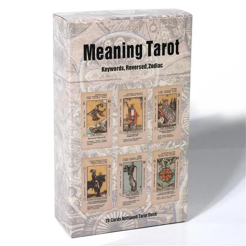 Beginner Tarot Deck with Keywords & Meanings - 78 Card Antiqued Set