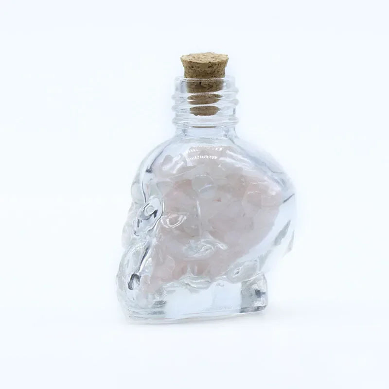 Mini Crystal Skull Spell Jar - Crushed Gemstone Bottle for Spells & Chakra Healing