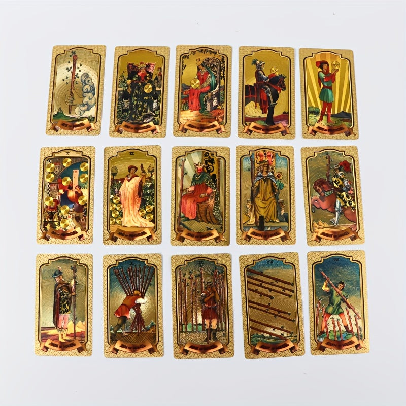 Golden Foil Tarot Deck with Guidebook - 78 Card Tarot Set for Beginners