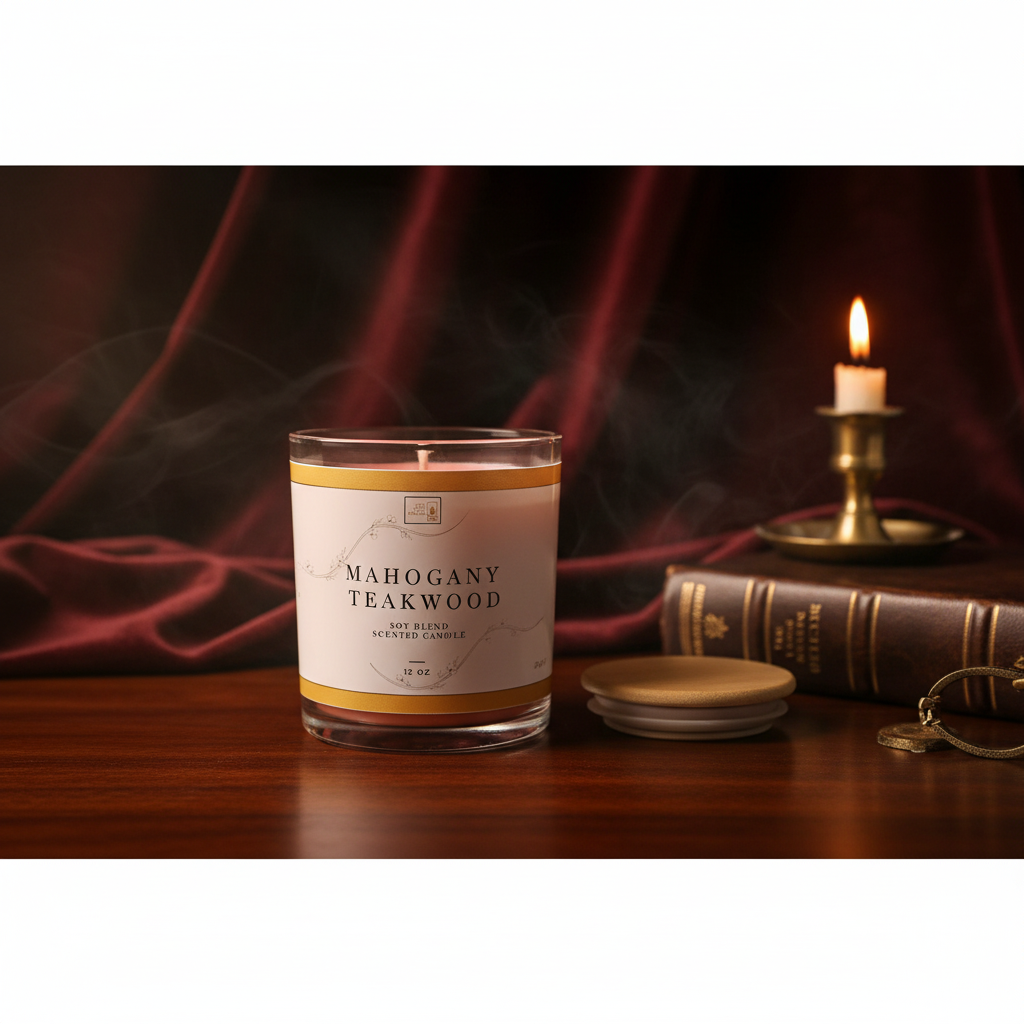 Mahogany Teakwood candle with sultry background